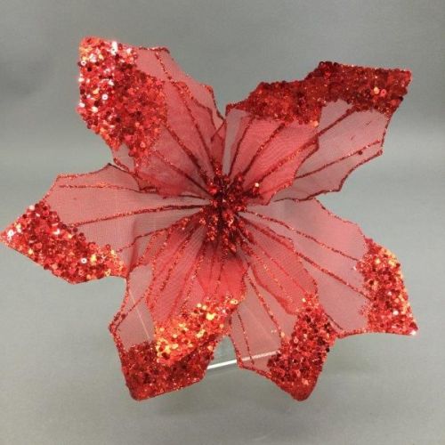RED ORGANZA POINSETTIA
