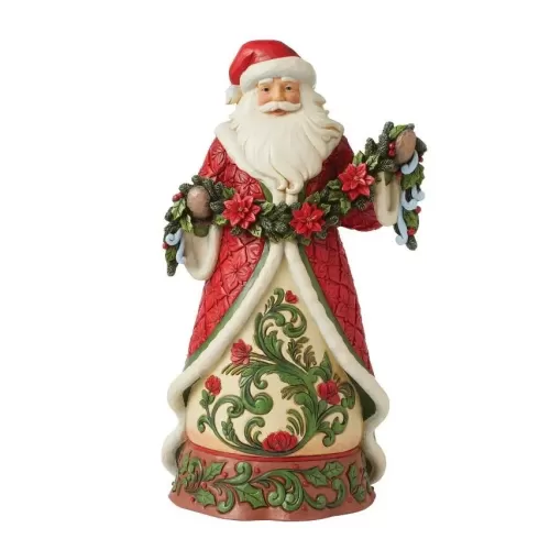 Santa with Poinsettia Garland