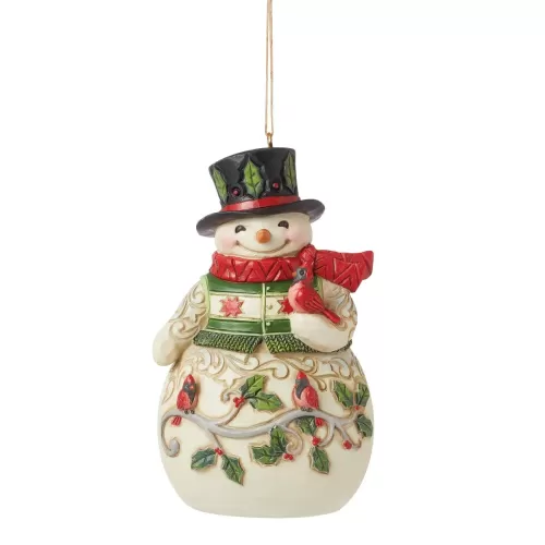 Snowman With Cardinal